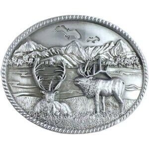 🆕Men's Metallic Vintage Native American Vintage Style Deer Oval Belt Buckle